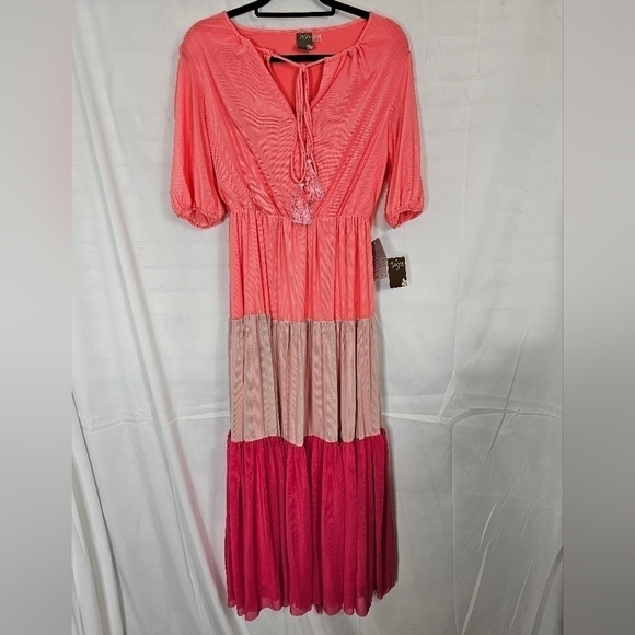 Taylor Short Sleeve Multi Pink Size 6 Maxi Dress NWT Casual Spring - Picture 3 of 9